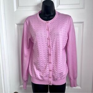 Melrose Chic New York Cardigan Pink Small Women sweater knit long sleeve buttons